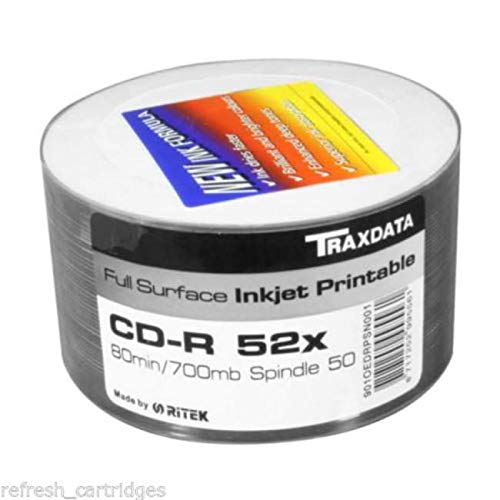 50 CD-R vergini Traxdata by Ritek full inkjet wide printable stampabili 700MB 80min