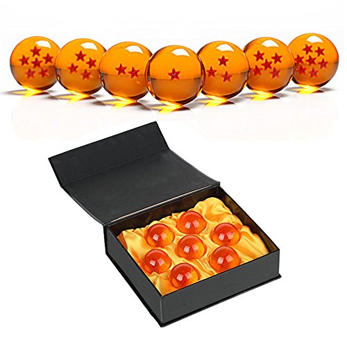 7PCS Dragon Ball, sfere del drago trasparenti da collezione, arancione, 4.3 cm con Scatola Regalo