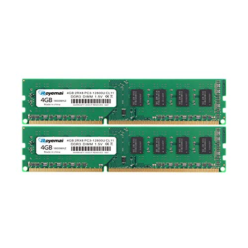 8GB Kit (2x4GB) PC3-12800 DDR3 1600MHz Unbuffered Non-ECC 1.5V CL11 2Rx8 Dual Rank 240 Pin UDIMM Desktop PC Computer Memory Ram Module Upgrade