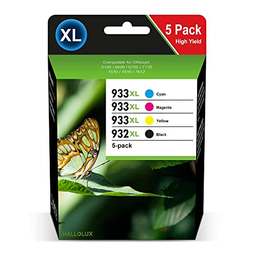 932XL 5-Pack Cartucce d inchiostro Compatibili per HP 932 933 932XL...