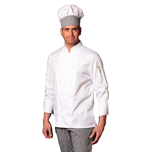 Abito completo per cuoco, composto da giacca bianca, pantaloni pepe...