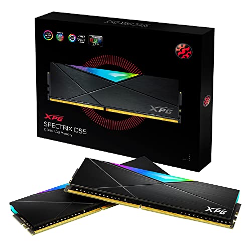 ADATA XPG Modulo di memoria RAM SPECTRIX D55 RGB DDR4, Gaming-DRAM, 3600 MHz 32GB (2x16GB), dual package, High Speed, Struttura robusta, Desktop Arbeitsspeicher, Supporto XMP 2.0, Black