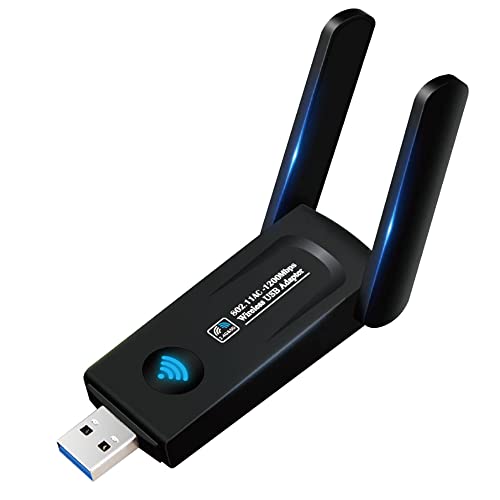 Adattatore WiFi Antenne Chiavetta WiFi Antenna WiFi USB Adattatore USB3.0 WiFi Dual Band Adapter con Antenna 5dBi 1200Mpbs 2.4GHZ 866Mbps 5.8GHZ 802.11ac per Windows XP Vista 7 8 10 Linx MacOSX