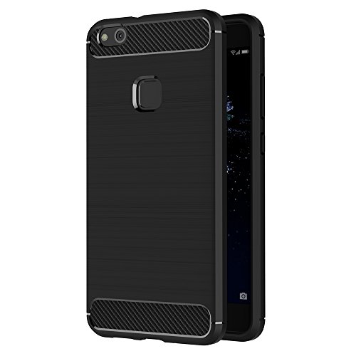 AICEK Cover Huawei P10 Lite, Nero Custodia P10 Lite (5.2 Pollici) Silicone Molle Black Cover per Huawei P10 Lite Soft TPU Case
