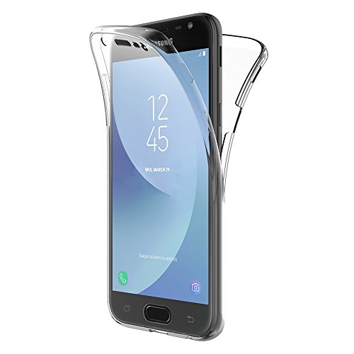 AICEK Cover Samsung Galaxy J3 2017, 360° Full Body Cover Samsung J3 2017 Silicone Case Molle di TPU Trasparente Sottile Custodia per Galaxy J3 2017 (5,0 Pollici SM-J330F)