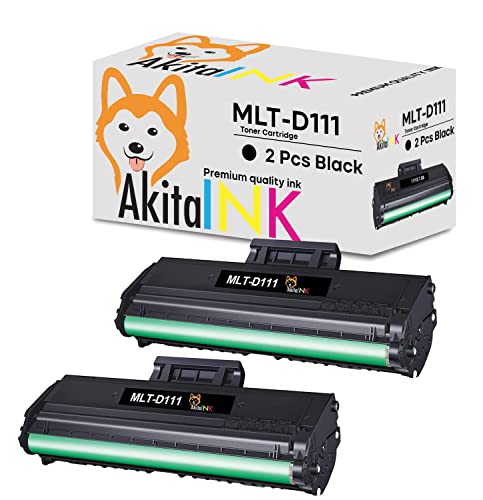 AkitaINK 2 Toner Compatibile con Samsung MLT-D111 MLT-D111S per stampanti Samsung SL M2026W M2020W M2020 M2023 M2023W Xpress M2026 M2070 M2070F M2070FW M2071FH M2078 versione da 1800 copie (2 Nero)