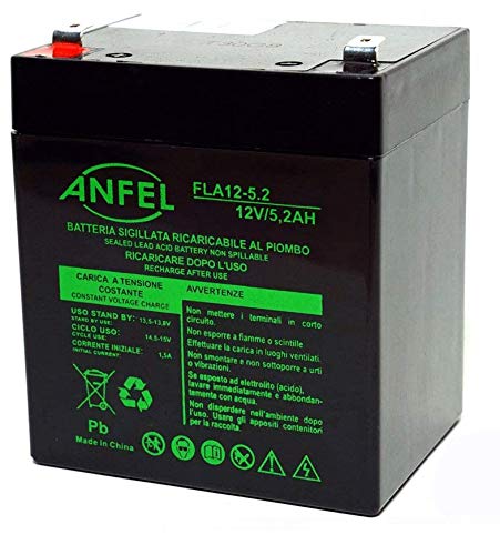 ANFEL Batteria VRLA al Piombo 12V 4.5Ah per ups APC Ricaricabile 5Ah Alimentazione di Emergenza