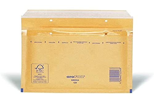 Arofol 2FVAF000013 - Buste imbottite per CD, 100 pezzi, 180 x 165 mm, giallo oro marrone