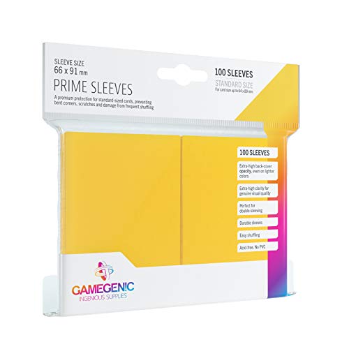 Asmodee - 100 Bustine Protettive Gamegenic per Carte, Giochi di Società, Prime Sleeves Yellow Pack, Colore Giallo, Lucide