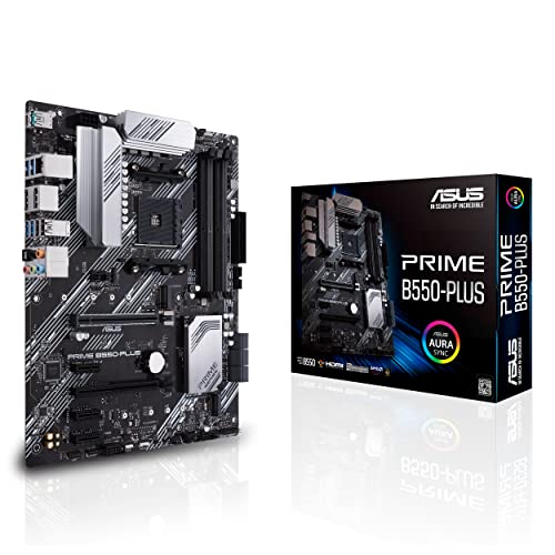 ASUS PRIME B550-PLUS, Scheda madre ATX AMD B550 (Ryzen AM4), PCIe 4.0, doppio M.2, 1 Gb Lan, HDMI, DP, SATA 6 Gbps, USB 3.2 Gen 2 Type-A e Type-C, Connettori Aura Sync RGB