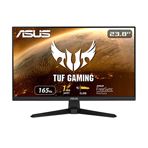ASUS TUF Gaming VG247Q1A Monitor Gaming 24”, FullHD (1920x1080), 165Hz, Tempo di Risposta 1ms, Adaptive Sync, FreeSync Premium, Extreme Low Motion Blur, Regolabile, Nero