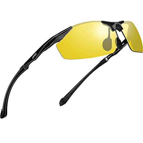 ATTCL Polarizzate occhiali da guida notturna rettangolare con montatura in metallo 8585 night vision
