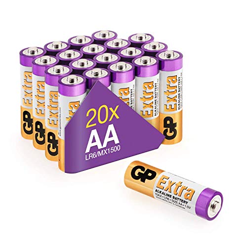 Batterie AA - Set da 20 | GP Extra | Pile Stilo AA Alcaline da 1,5V   LR06 - Lunga Durata