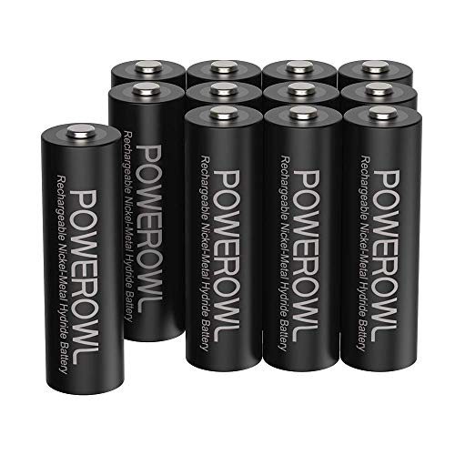 Batterie AA Stilo POWEROWL 2800mAh ad Alta Capacità 1,2V Batterie Ricaricabili AA NI-MH Diametro 14.4mm a Basso Consumo (12 pezzi, ricaricabile circa 1200 volte)