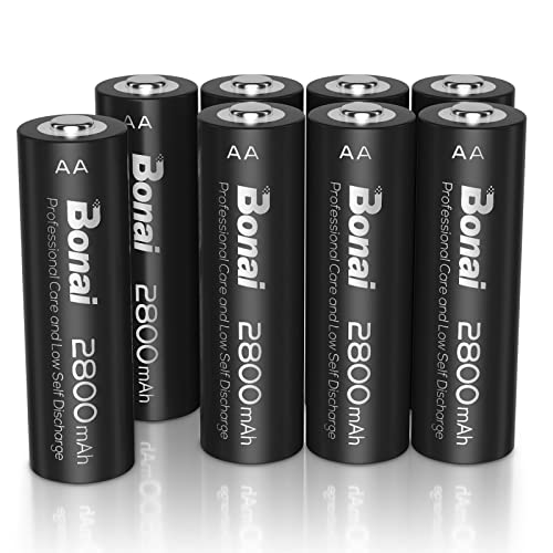 Batterie Ricaricabili AA ad Alta Capacità 2800mAh, Bonai Pile Ricaricabili Stilo AA 1,2V Ni-MH (1200 cicli, Pre-caricate, confezione da 8)