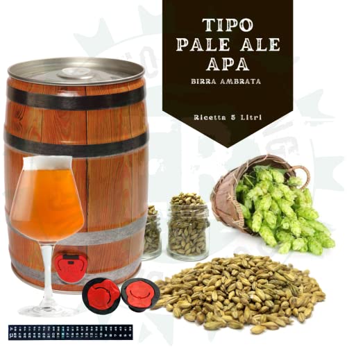 BEER KIT HOMEBREWERS | Kit per Fare Birra American Pale Ale - APA | Fast Beer in pochi giorni | Preparazione con Malto e Luppoli - Fermentazione in Fusto - Materiali MADE IN ITALY
