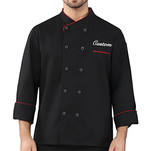 BEFOVE Giacca da cuoco personalizzata ricamata nome camice chef nero manica lunga cuoco camicia albergo cucina ristorante lavoro uniforme per uomo donna