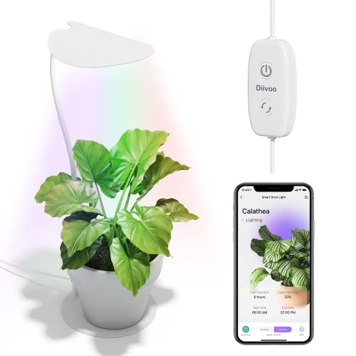 Bluetooth Led Lampada per Piante, Intelligente a Spettro Completo Grow Light con 27 Spettri di Crescita Delle Piante e 2 Modalità di Luce App, Collo d oca a 360 Gradi e Rimovibile, Timer Automatico