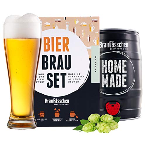 Braufässchen - Set per Birra Fai da Te – Birra Bianca in Botte da 5 Litri – in 7 Giorni Pronto per Amici o Il Padre