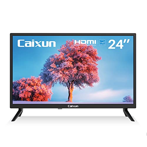 Caixun TV 24 Pollici, HD Televisore con 3 HDMI e 2 USB, DVB-T T2 C S S2, TV e Monitor a Doppio Uso, Ideale per Piccoli Spazi, Facile da Usare (EC24T1H, 2022)