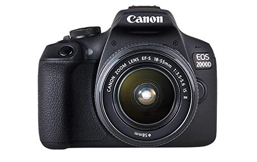 Canon EOS 2000D - Fotocamera reflex (24,1 MP, DIGIC 4+, display LCD da 7,5 cm (3,0 ), Wi-Fi, sensore APS-C CMOS) con 2 obiettivi EF-S 18-55 mm IS II F3.5-5.6 IS II + EF 50 mm F1.8 STM, colore: Nero