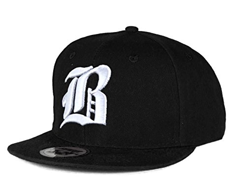 Cappello da baseball, chiusura posteriore regolabile, motivo 3D: B gotica in rilievo, da hip-hop multicolore B Black White Regular