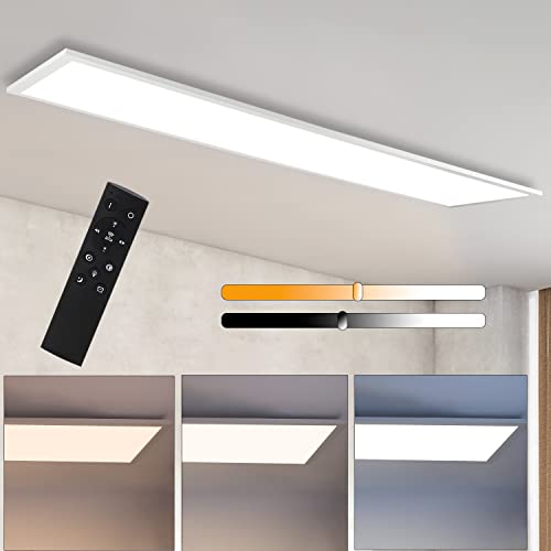 CBJKTX Plafoniera a LED Lampada da soffitto a pannello dimmerabile 120x30 cm con telecomando 48W Lampada da soffitto a pannello da soggiorno 3840LM Lampada da camera da letto moderna a luce notturna