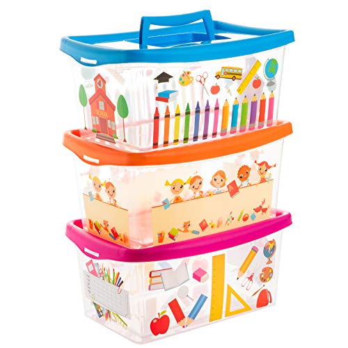 Centi - Contenitore con coperchio per bambini,set da 3, colori assortiti