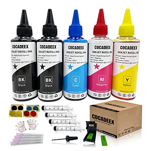 COCADEEX - Kit di ricarica per inchiostro, 500 ml, compatibile con cartucce d’inchiostro Hp 307XL 305XL 304XL 303XL 302XL 301XL 307 305 304 303 302 301