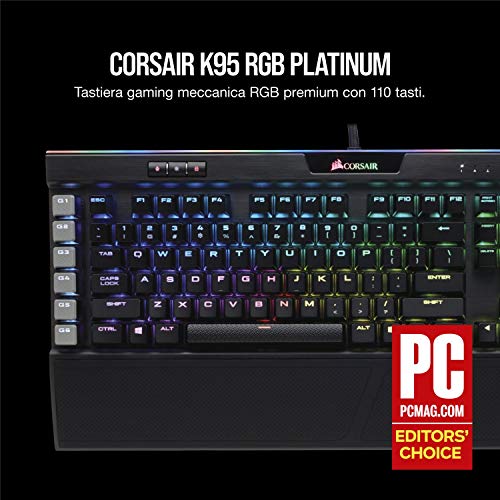 Corsair K95 RGB Platinum Tastiera Meccanica Gaming, Cherry MX Speed...