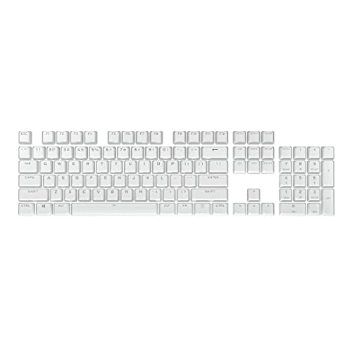 CORSAIR PBT DOUBLE-SHOT PRO Keycap Mod Kit – Double-Shot PBT Keycaps – Arctic White – Standard Bottom Row – Textured Surface – 1.5mm-Thick Walls – O-ring Dampeners