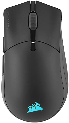 Corsair SABRE RGB PRO WIRELESS CHAMPION SERIES, Mouse Gaming Wireless Ultraleggero per FPS MOBA (Tecnologia SLIPSTREAM WIRELESS, Sensore Ottico MARKSMAN da 26.000 DPI) Nero