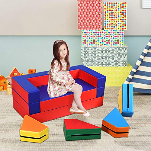 COSTWAY Sofa Divano da Gioco per Bambini, Gioco Puzzle Componibile ...