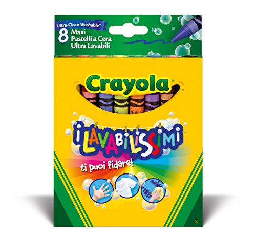 CRAYOLA-I Lavabilissimi Maxi Pastelli a Cera Ultra-Lavabili, per Scuola e Tempo Libero, Colori Assortiti, 8 Unità (Confezione da 1), 52-3282