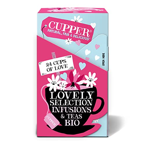 CUPPER Love Pack Biologico, Confezioni Regalo con Tè e Tisane Biologiche, Cofanetto con Filtri 100% Biodegradabili, Confezione da 24 Bustine