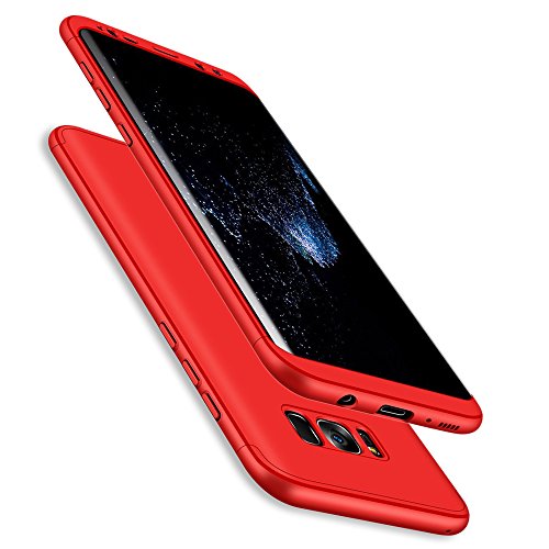Custodia per Samsung Galaxy S8 Plus, 3 in 1 Hard PC Ultra Sottile Anti-Scratch Bumper [ 360 °] Protettiva Cover Case per Galaxy S8+  (Samsung Galaxy S8 Plus 6.2 , Rosso)