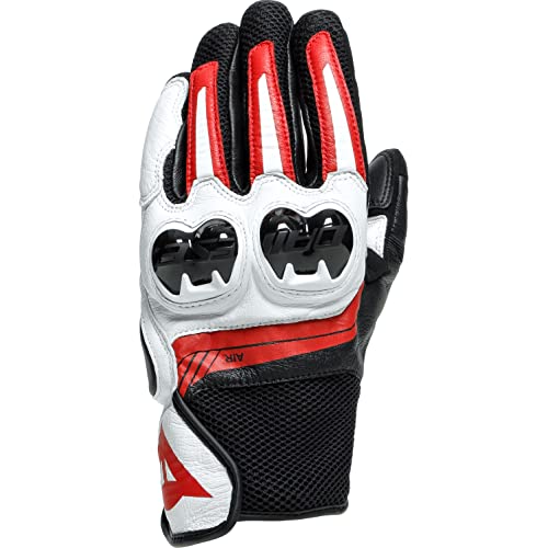 DAINESE Mig 3 Unisex Pelle Gloves, Guanti Moto Pelle, per Uomo e Donna, Nero Bianco Rosso Lava, XL
