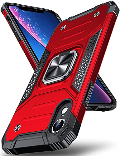 DASFOND Custodia Progettata per iPhone XR, Custodia Protettiva per Telefono di Livello Militare con cavalletto Migliorato [Supporto Magnetico] per iPhone XR, Rosso
