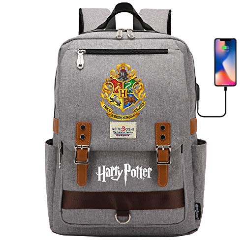 DDDWWW Zaino Harry Potter ， Borsa da scuola per laptop Hogwarts ， Zaino multifunzionale alla moda Zaini casual con porta USB 42CM   30CM   16CM Grigio