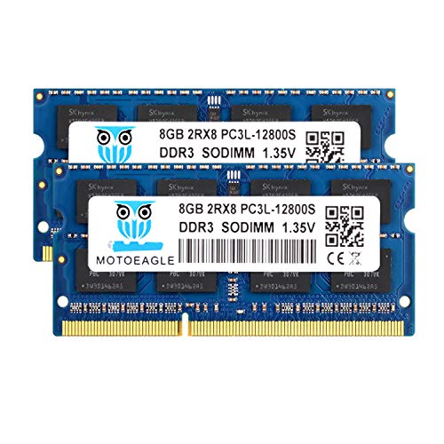 DDR3L 1600MHz SODIMM 8GB PC3L-12800S 16GB Kit (2x8GB) Unbuffered Non-ECC 1.35V CL11 2Rx8 204-Pin PC3-12800 Memoria Laptop