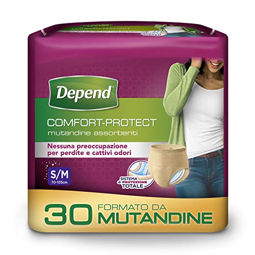 Depend Comfort-Protect Mutandine Assorbenti Donna, Taglia S M, 30 Mutandine