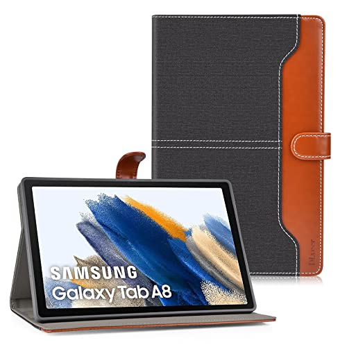 DLveer Cover Custodia per Samsung Galaxy Tab A8 10.5   2023 - Cover in Pelle PU+ Posteriore Morbida in TPU per Cover Samsung Galaxy Tab A8 10.5 Pollici (SM-X205 ‎SM-X200), Denim Nero