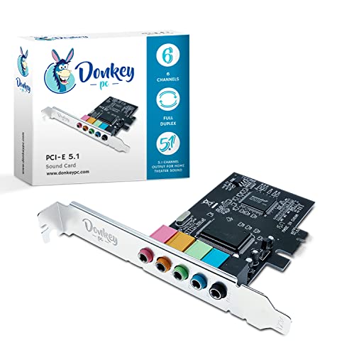 Donkey PC - PCI Express 5.1, Scheda audio con alto rendimento di suono diretto e surround 3D Sound Supporta uscita 6 Canali DAC 5.1 Surround per Home Cinema e giochi.