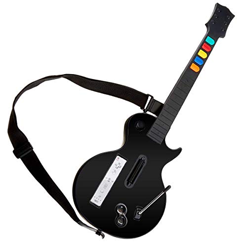 DOYO Guitar Hero Wii Chitarra Senza Fili Nero per Guitar Hero Wii e Rock Band 2, Controller Chitarra Wii Rimovibile