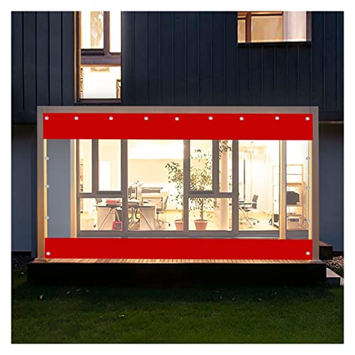DYXJB Tenda da Balcone Gazebo Tenda Esterna Trasparente per Esterni Telo in PVC Pannelli Laterali Pergola con Occhielli Resistente allo Strappo, 0,5 Mm Personalizzabile (Color : Red, Size : 3x6m)