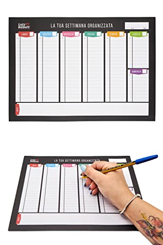 Easy Memory Planner Settimanale Scrivania - Planning da Tavolo A4 (30x21cm) con 52 Fogli a Strappo