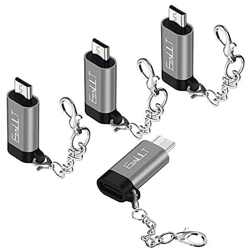 EasyULT Adattatore Micro USB a USB C 4 Pack, Micro USB (Maschio) a USB C (Femmina) Adattatore Trasferimento Dati, per Samsung Galaxy S7 S7 Edge S6 J7 J3, Huawei P Smart P10 Lite P9 Lite-Grigio