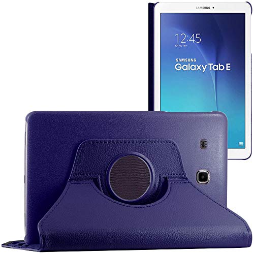 ebestStar - Cover Compatibile con Samsung Galaxy Tab E 9.6 T560, T561 Custodia Protezione Pelle PU con Supporto Rotazione 360, Blu Scuro [Apparecchio: 241.9 x 149.5 x 8.5mm, 9.6  ]