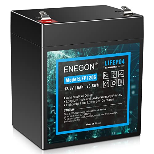 ENEGON 12V 6Ah batteria LiFePO4 a ciclo profondo, 2000 cicli ricari...