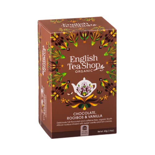 English Tea Shop | Tisana di Rooibos, Vaniglia e Cioccolato | Infusione Senza Caffeina | 20 Filtri per Tisana Rooibos e Cacao (40 Gr)